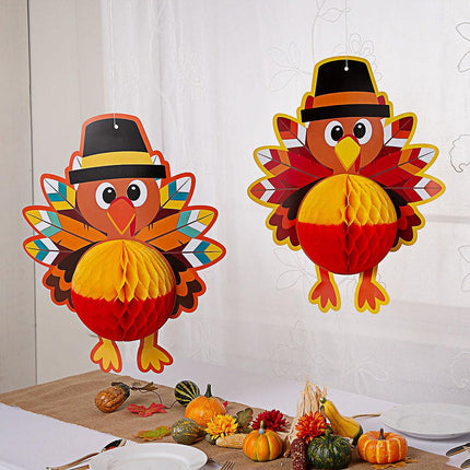 Fun Express 20" Large Turkey Honeycomb Hanging Decorations - 4 Pc