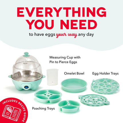 Dash Deluxe Rapid Egg Cooker for Hard Boiled, Poached, Scrambled Eggs, Omelets, Steamed Vegetables, Dumplings & More, 12 Capacity, with Auto Shut Off Feature - Aqua