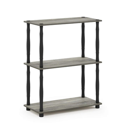 Furinno TURN-N-TUBE 3-Tier Tool-Free Corner Open Shelf, French Oak