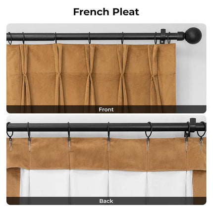 HPD Half Price Drapes Velvet Blackout Curtains/Drapes - 120 Inches Long 1 Panel Blackout Curtain Signature Pleated for Living Room & Bedroom - 25W X 120L, Amber Gold
