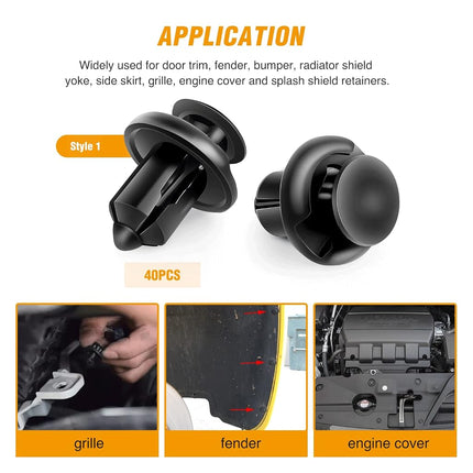 GOOACC 240PCS Car Retainer 6.3mm 8mm 9mm 10mm Expansion Screws Replacement Kit Bumper Push Rivet Clips, 1PC Fastener Remover,Black