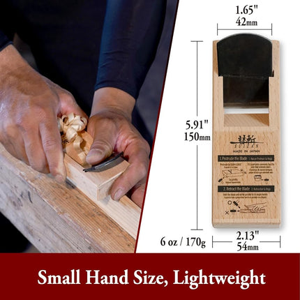 SUIZAN Kanna Japanese Wood Planer 42mm Single Blade - Hand Block Plane