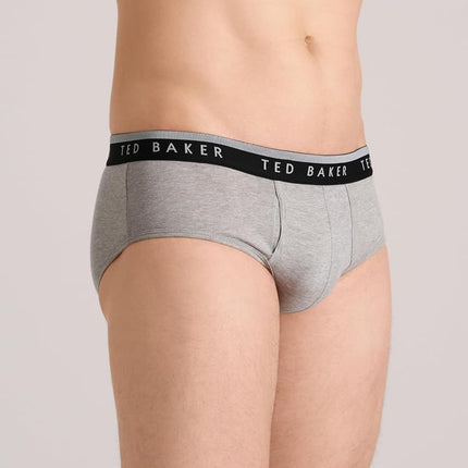 Ted Baker Men's Standard 4 Pack Cotton Stretch Briefs, Black Beauty/Grey Heather/Sky, Medium