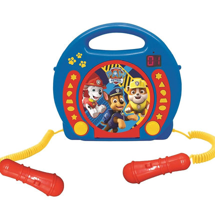 Lexibook Paw Patrol Chase Marshall, Karaoke CD Player with 2 Microphones, Programming Function, Headphones Jack, for Kids, with Power Supply or Batteries, Blue/Red, RCDK100PA