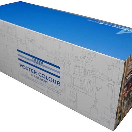 Knicker PC40ML24N Watercolor Paint, Poster Color, Set of 24 Colors, 1.4 fl oz (40 ml)