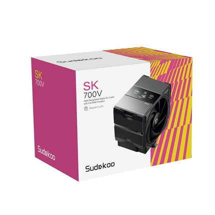 Sudokoo SK700V AM5-Designated Digital Air Cooler, Single Tower Design, High Performance M-Winding Tech Fan, 7 Copper Heat Pipes, L-Rail Lock Mount, 220W Heat Dissipation