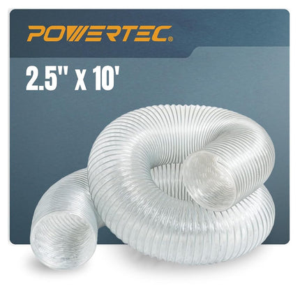 Manguera de recolección de polvo flexible de PVC antiestática de alta resistencia POWERTEC 70160, 4 pulgadas x 10 pies
