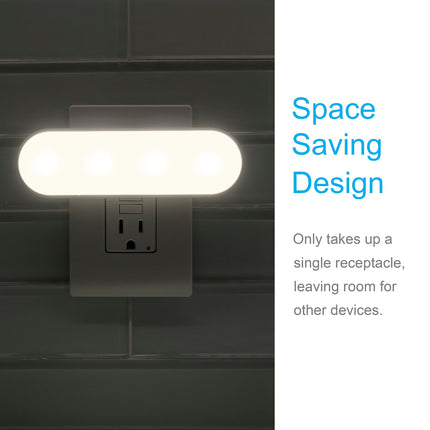 GE Ultrabrite Barre lumineuse LED Veilleuse, 100 lumens, Lot de 4, Capteur Crépuscule à l'aube, Interrupteur Auto/Marche/Arrêt, Prise, Idéal pour les espaces sombres, Chambre, Salle de bain, Cuisine, Couloir, Garage, Blanc, 62459
