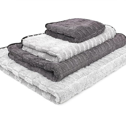 The Rag Company - The Gauntlet Drying Towel - 70/30 Blend Korean Microfiber, Designed to Dry Vehicles Faster Without Scratching Paint or Glass, 900gsm, 15in x 24in, Ice Grey/Grey, 2 Pack