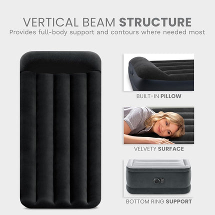 Intex ntex Dura-Beam 标准系列枕头托 带内置枕头和内部电动泵 单人床