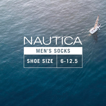Nautica Men�s Dress Socks � Patterned Crew Socks (10 Pack), Black Rib, 6-12.5