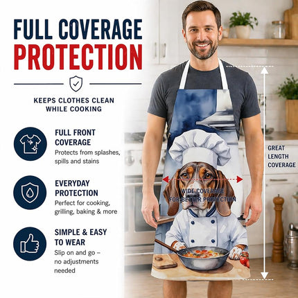 Caroline's Treasures American English Coonhound The Chef Apron Cooking Kitchen Server Baking Crafts Gardening for Adult Women Men, Unisex, Large, Multicolor