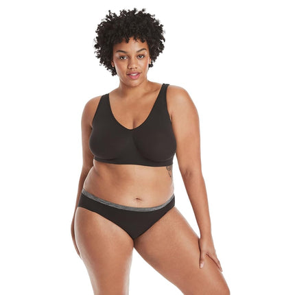 Hanes Women's Get Cozy Pullover ComfortFlex Fit Wirefree Bra MHG196 - Black - 3XL