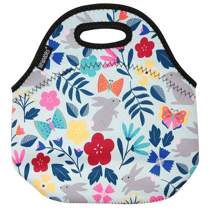 Wrapables® Insulated Neoprene Lunch Bag, Floral Rabbits