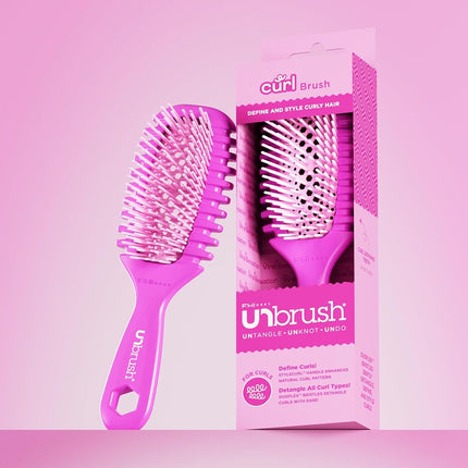 FHI Heat UNbrush Curl Defining Brush — Wavy, Coily, and Curly Hair Brush with DuoFlex Bristles & StyleCurl Handle — for Gentle Detangling & Faster Styling on Wet Hair - Fuchsia