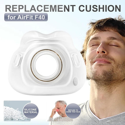 Replacement Headgear and Airfit F40 Silicone Cushion for ResMed Airfit F40 Full-face Mask, Include 2 Magnetic Clips,1 Pack Headgear,1 Silicone Cushion (Large)