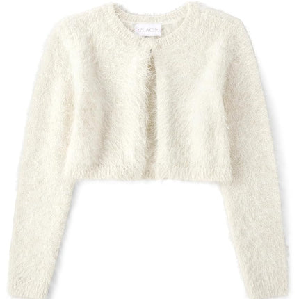 Sudadera con capucha de manga larga, con forro de sherpa y cremallera frontal, para niña de The Children's Place, a cuadros de búfalo negros, de temporada, pequeña