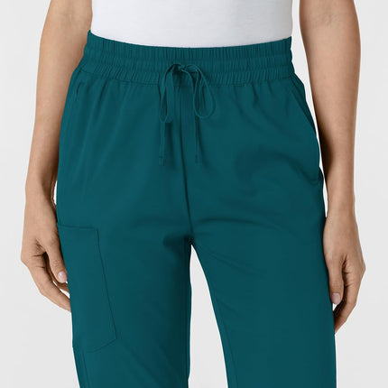 WonderWink Women's Stovepipe High-Low Hem Scrub Pant, Caribbean Blue, Large Petite