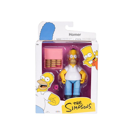 The Simpsons JAKKS Pacific Homer Simpson 5" / 12.7cm Collectible Action Figure, Includes Donut and Donut Box Accessory, Fully Articulated, Collector's Display Packaging