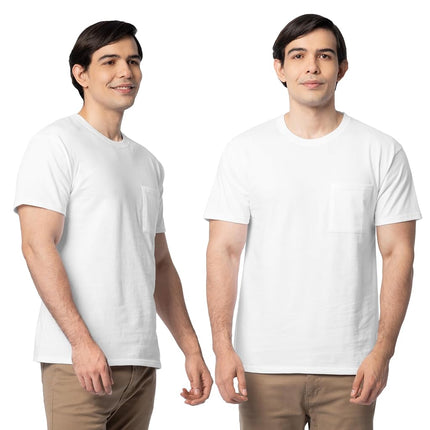 Fruit of the Loom Men's Eversoft Cotton T-Shirts (S-4XL), Pocket-2 Pack-White, XX-Large