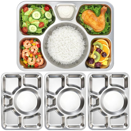 Hacaroa 4 Pack Stainless Steel Divided Dinner Plat