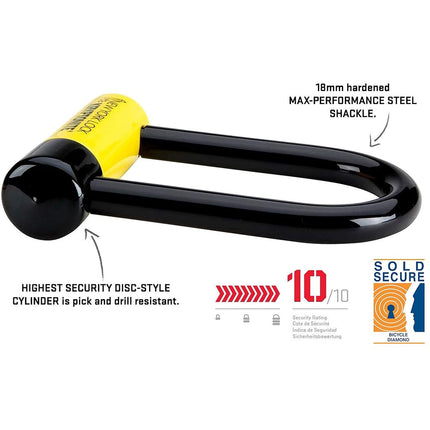 Kryptonite New York Fahgettaboutit Mini Bike U-Lock, Heavy Duty Anti-Theft Bicycle U Lock, 18mm Shackle with Keys, Ultimate Security Lock for Bicycles E-Bikes Scooters
