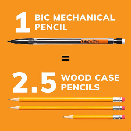 BIC Xtra-Life Mechanical Pencil, Clear Barrel, Medium Point (0.7mm), 12-Count, Black