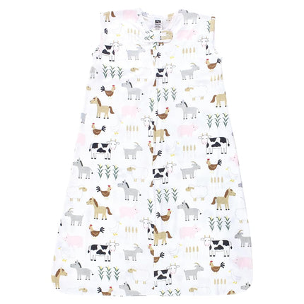 Hudson Baby Unisex Baby Cotton Sleeveless Wearable Sleeping Bag, Sack, Blanket, Cute Farm, 12-18 Months