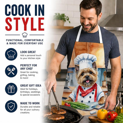 Caroline's Treasures Cairn Terrier The Chef Apron Cooking Kitchen Server Baking Crafts Gardening for Adult Women Men, Unisex, Large, Multicolor