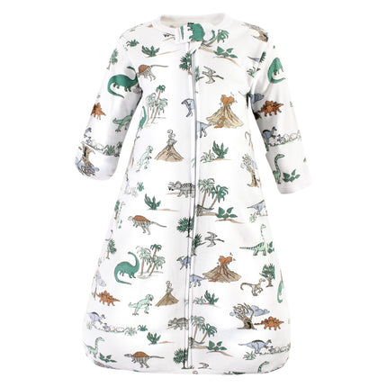 Hudson Baby BabyCotton Long-Sleeve Wearable Sleeping Bag, Sack, Blanket, Boy Dino World Long Sleeve, 0-3 Months