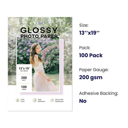 13x19 Photo Paper Glossy, Goefun 54 LB Printer Photo Paper 100 Sheets