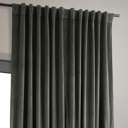 HPD Half Price Drapes Signature Velvet Thermal Blackout Curtains for Living Room 108 Inch Long (1 Panel) Rod Pocket Insulated Blackout Curtains for Bedroom Window Curtains, 100W x 108L, Gunmetal Grey