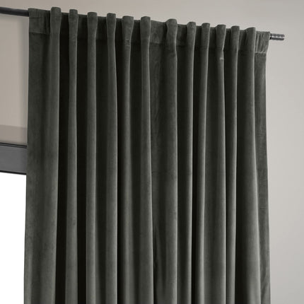HPD Half Price Drapes Blackout Curtain Signature Velvet-Extra Wide VPCH-VET1220-84 (1 Panel), 100 X 84, Gunmetal Grey, Polyester Blend, 100 in x 84 in