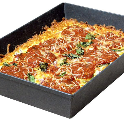 LloydPans Kitchenware 8 inch by 10 inch by 2.5 inch Detroit Style Pizza Pan, Pre-Seasoned, Stick Resistant, Made in The USA, Black