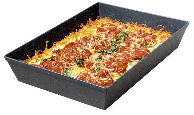 LloydPans Kitchenware 8 inch by 10 inch by 2.5 inch Detroit Style Pizza Pan, Pre-Seasoned, Stick Resistant, Made in The USA, Black