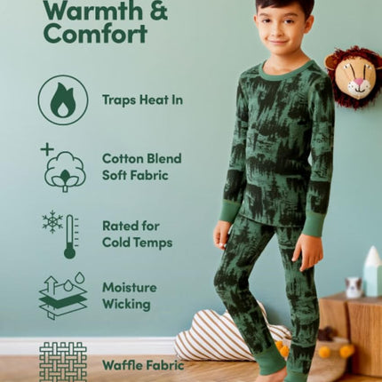Haut thermique gaufré Fruit of the Loom Premium pour garçons, lot de 2, noir/naturel, 4-5 ans
