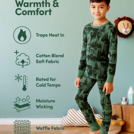 Fruit of the Loom Boys' Premium 2-Pack Thermal Waffle Bottom, Black/Heather Greystone, 14-16