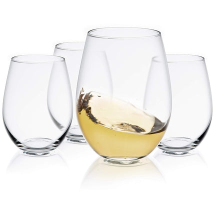 JoyJolt Spirits Stemless Wine Glasses for Red or W