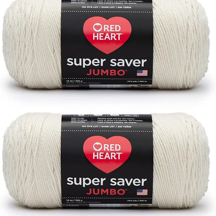 Red Heart Super Saver Jumbo Yarn, 2 Pack, Aran 2 C