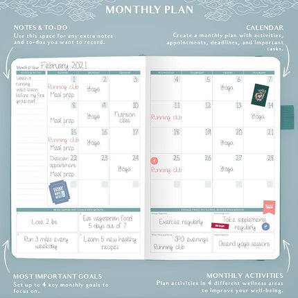 Legend Food Journal, Weight Loss & Meal Tracking Diary 14.5x21 Aquamarine