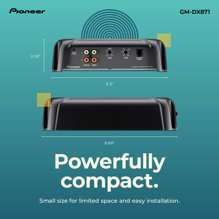 Pioneer GM-DX871 - Potente amplificador de 1600 vatios, tecnología Clase D, 1 canal, filtro de paso bajo variable, diseño compacto y control remoto de refuerzo de graves