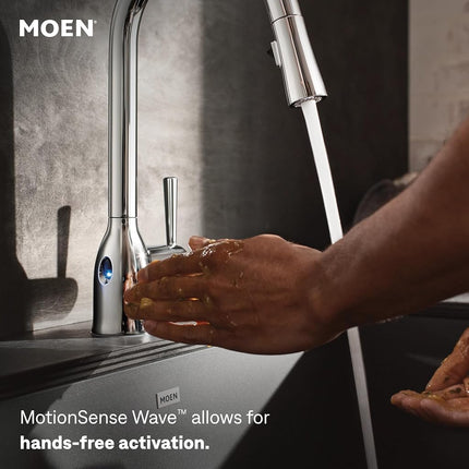 Moen 7402EW Riley Single Handle High Arc Pull Down Kitchen Faucet, Chrome