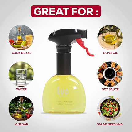 Evo Oil Sprayer 8118 Bottle, Non-Aerosol for Olive Cooking Oils, 8-Ounce Capacity, Set of 2, Green and Yellow