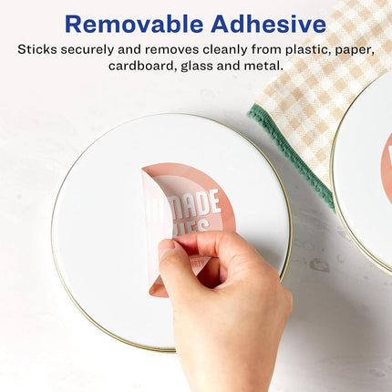 Avery Matte White Removable Round Labels with Sure Feed Technology, Print-to-The-Edge, 3.5" Diameter, 200 Removable Labels, Laser/Inkjet Printable Labels