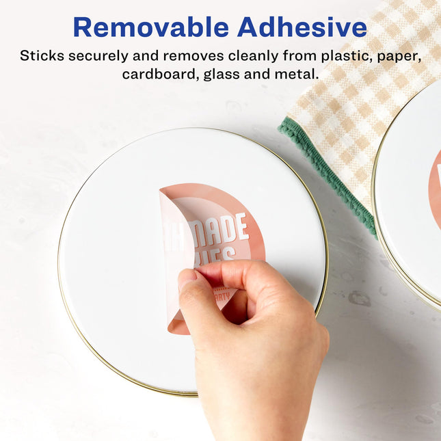 Avery Matte White Removable Round Labels with Sure Feed Technology, Print-to-The-Edge, 3.5" Diameter, 200 Removable Labels, Laser/Inkjet Printable Labels