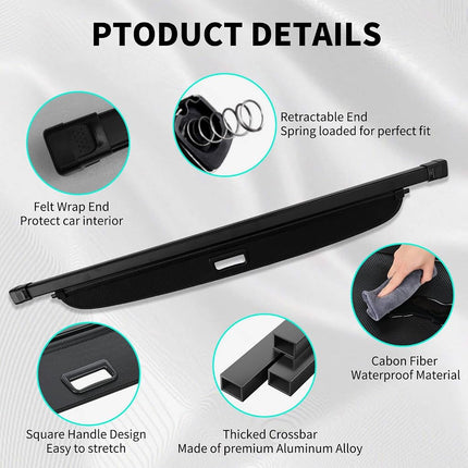 Cargo Cover for Ford Bronco 2024 2023 2022 2021, Retractable Trunk Cover SUV Accessories, Anti-Peeping Luggage Security Shielding Shade Privacy Screen for Bronco 2021-2024 with Carbon Fiber Texture