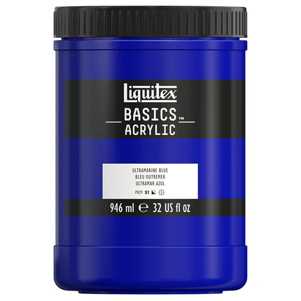 Liquitex 4332380 Basics Acrylic Paint 32-Ounce Jar, Ultramarine Blue