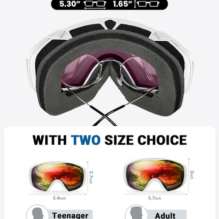 OutdoorMaster Ski Goggles with Cover Snowboard Snow Goggles OTG Anti-Fog for Men Women