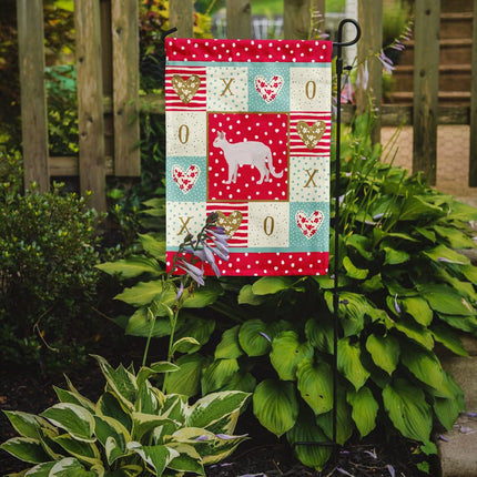 White Devon Rex Cat Love Flag Garden Size
