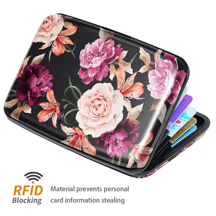 Mini porte-cartes Coco Rossi pour femme ou homme, étui rigide fin anti-RFID pour cartes d'identité, portefeuille de voyage, rose noir, S